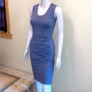 Artelier navy and cream pinstriped dress small‎